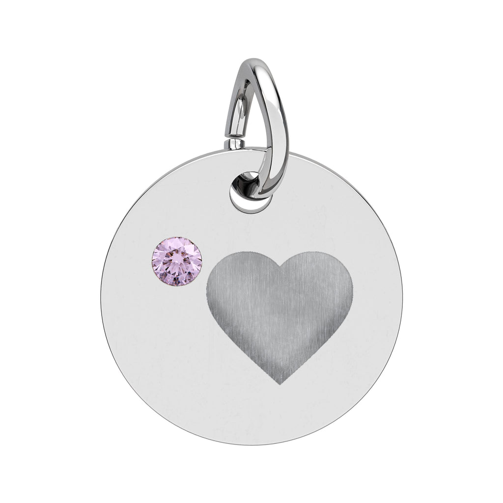 Engravable Birthstone Circle Charm — Personalized Heart Pendant