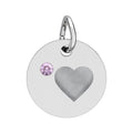 Engravable Birthstone Circle Charm — Personalized Heart Pendant