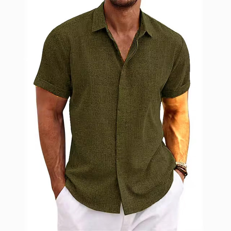 Mens Linen Short Sleeve T-Shirt Casual Shirt