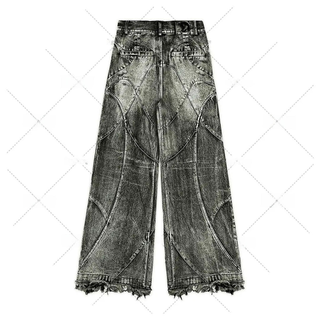 Vintage Washed Straight Leg Denim Pants for Men