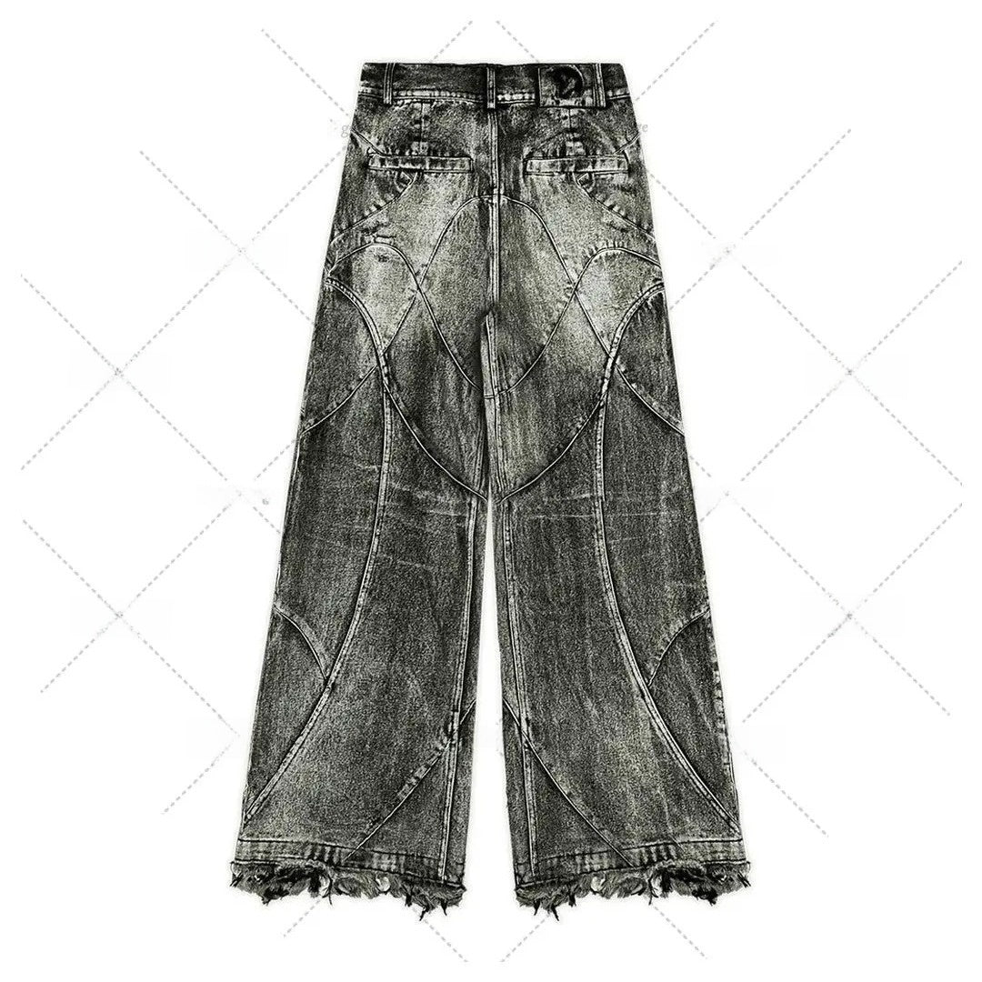 Vintage Washed Straight Leg Denim Pants for Men