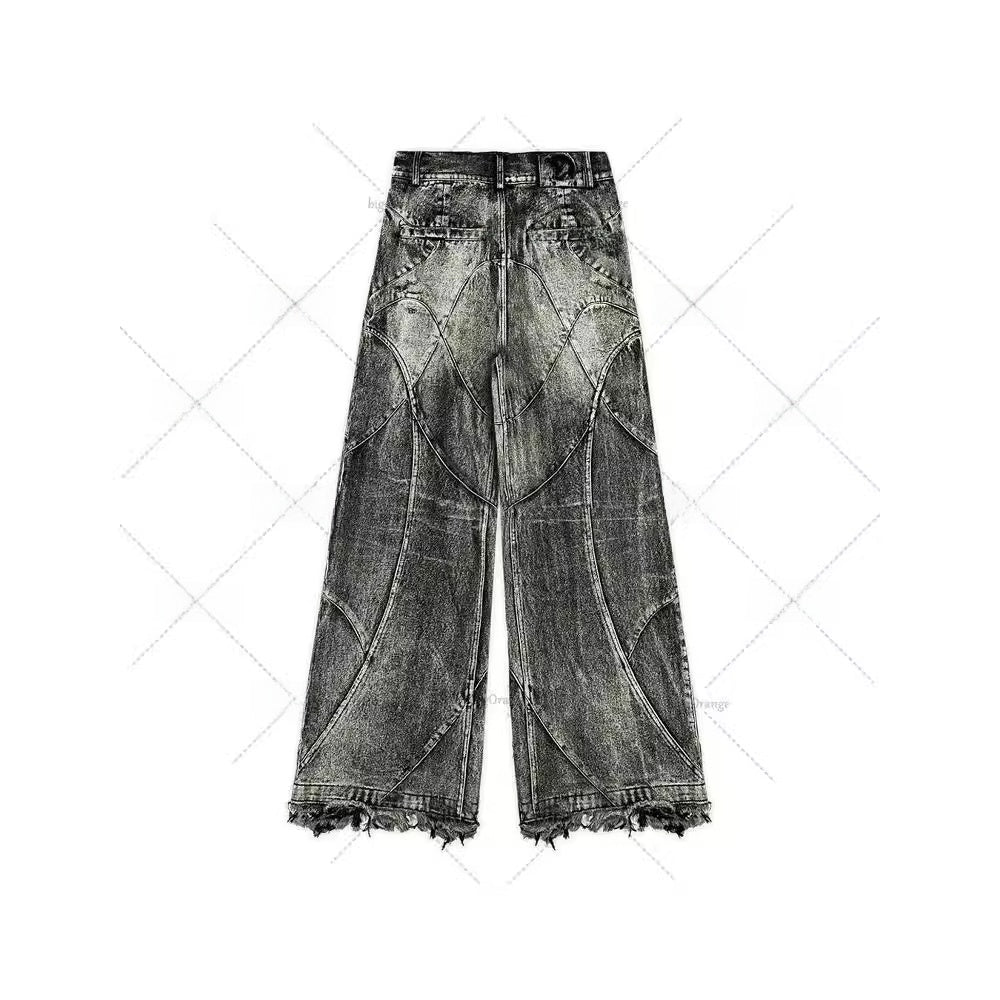 Vintage Washed Straight Leg Denim Pants for Men